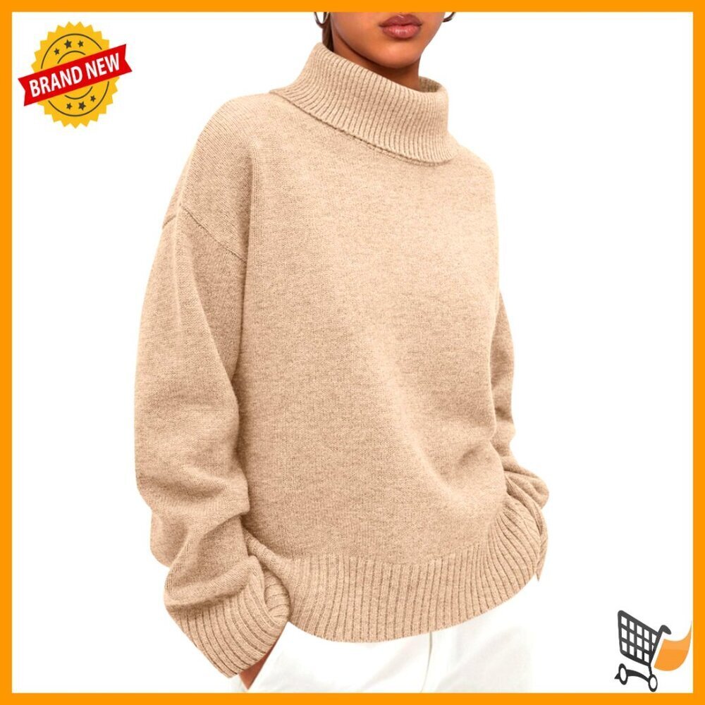 Chunky Knit Mock Turtleneck Sweater Oversized Loose Fit Y2K Chic Fall